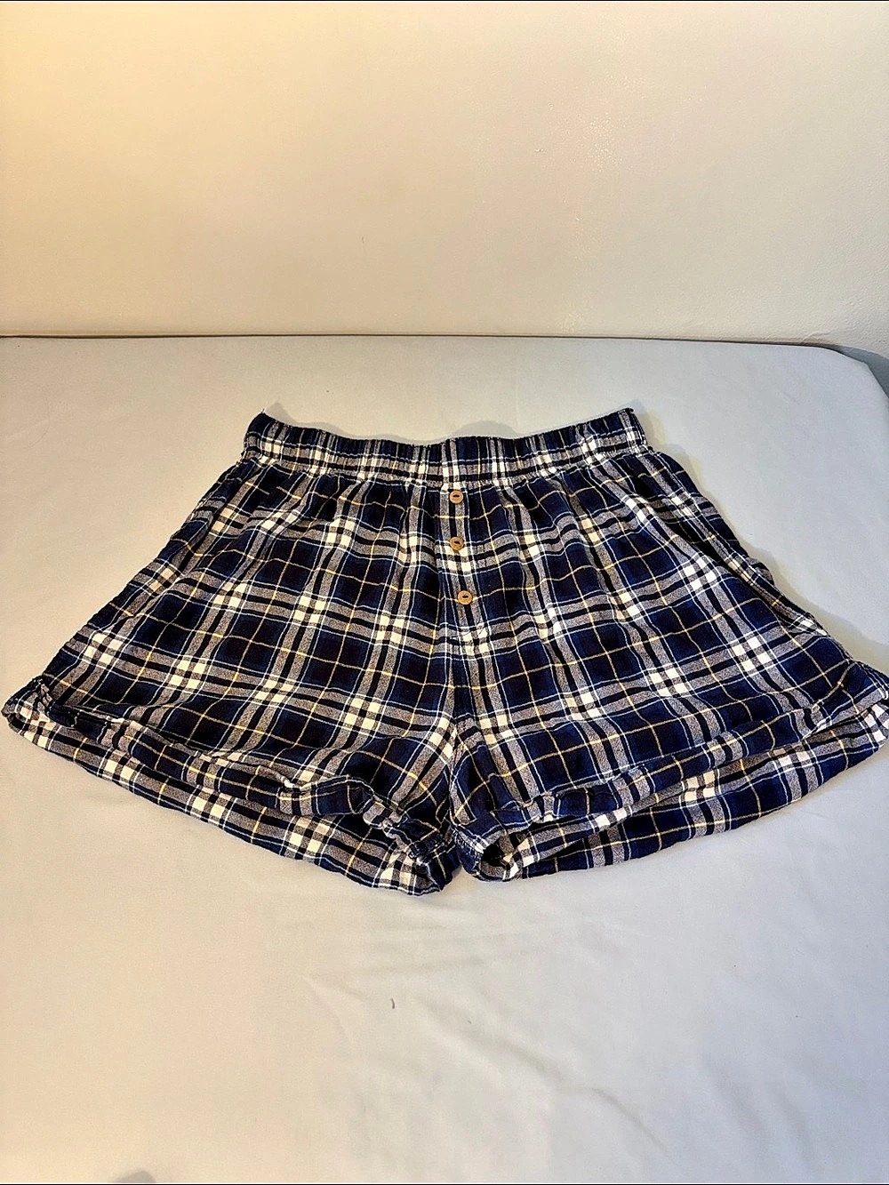 Free people Plaid Shorts Blue & White